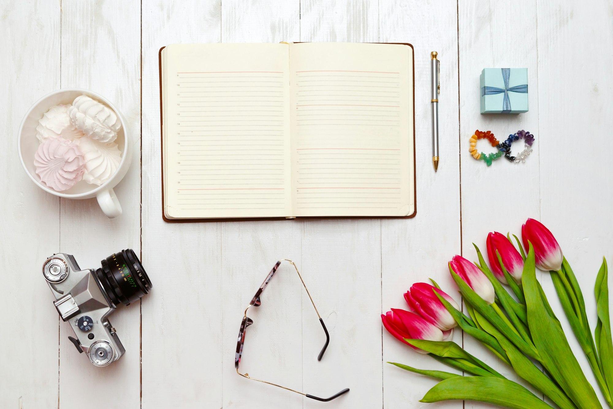 Inspiring desktop of girl's working as writer